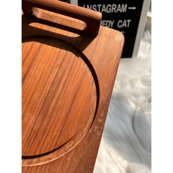 Wooden vintage cheese tray board glass dome top lidded charcuterie plastic - Picture 5 of 7